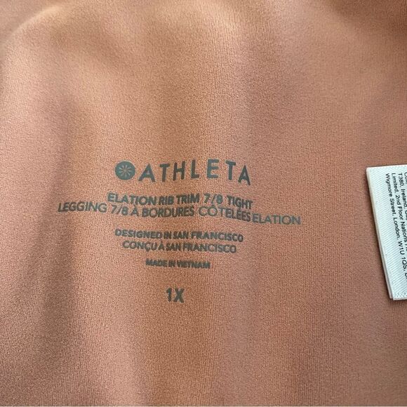 Athleta Elation Rib Trim 7/8 Tight‎ Legging Pink Women's 1X - Picture 6 of 10